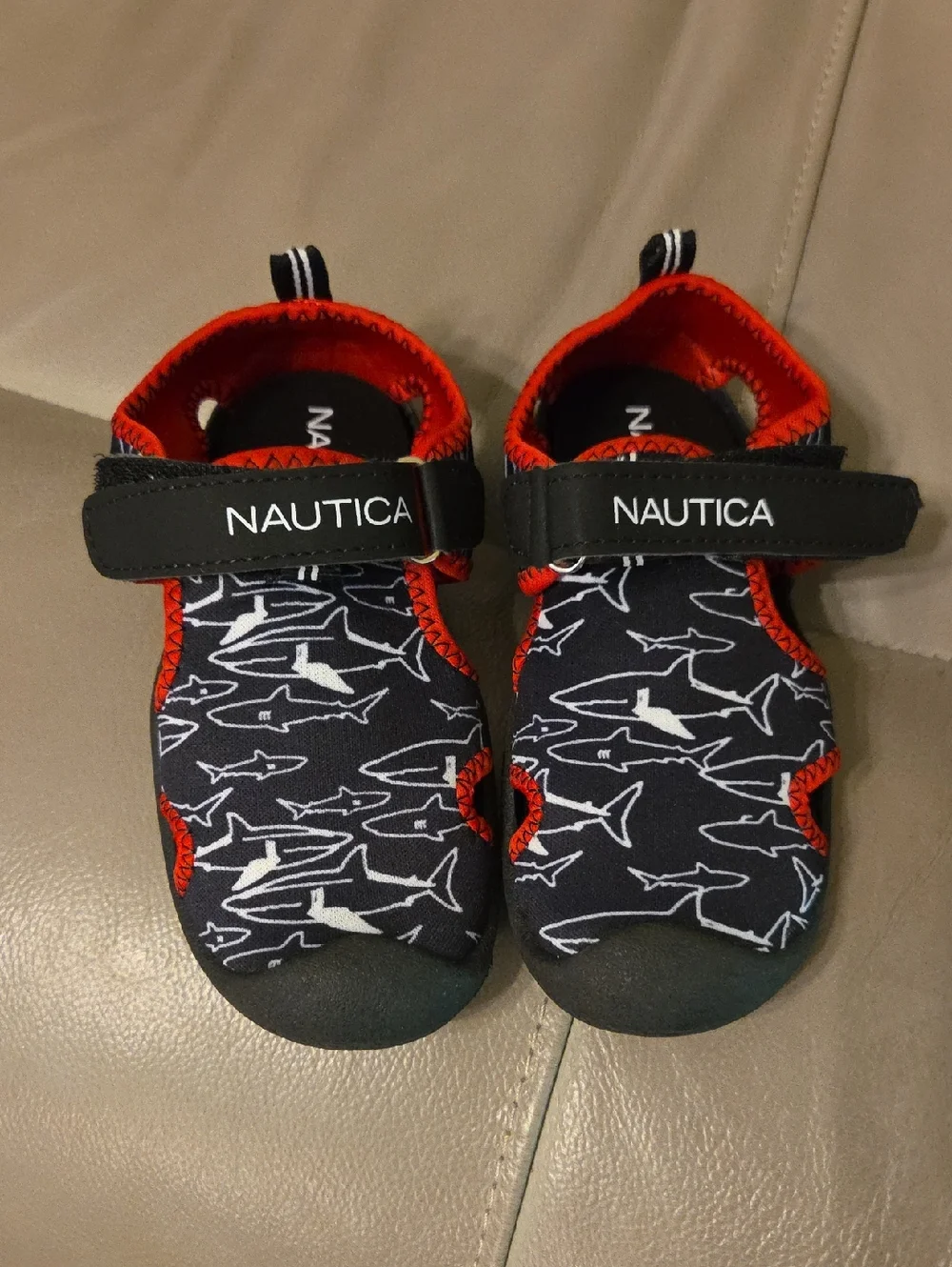 Nautica Kids Navy Shark Water Shoes with Red Accents